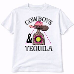 Cowboys Tequila Western Graphic T Shirt Trendy Boutique Style Tee Womens White